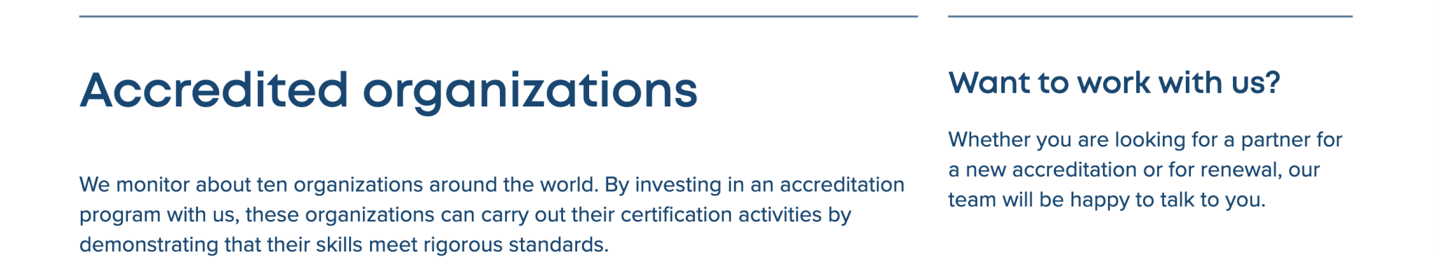 Accredited organizations
